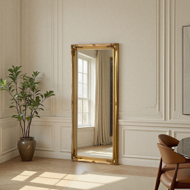 Alberik French Style Carved Wall Mirror Bevelled, Gold, 166cm H x75cm W