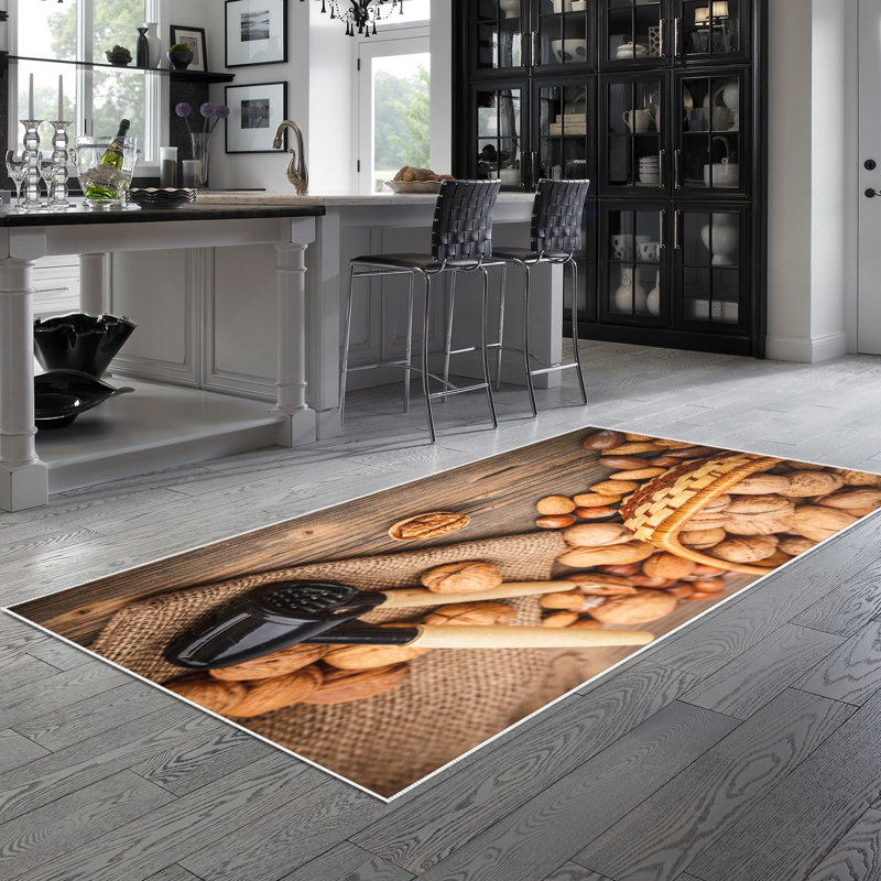 Tapis café en polyamide tissé à la machine Blackberry, Rectangle 2 pi 7 po x 4 pi 11 po
