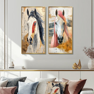 «Native Horse Freedom Unbridled I», art mural 2 panneaux