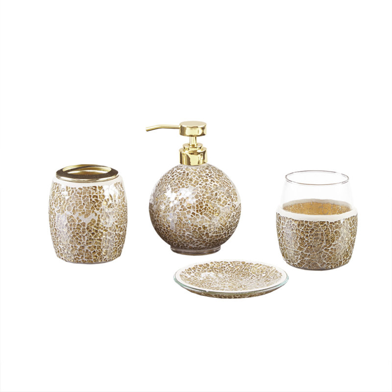 Muskaan Bathroom Accessory Set, Gold