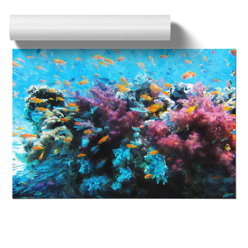 Coral Reef And Fish Vol.1 - No Frame Painting, 42cm H x 59cm W x 0.1cm D