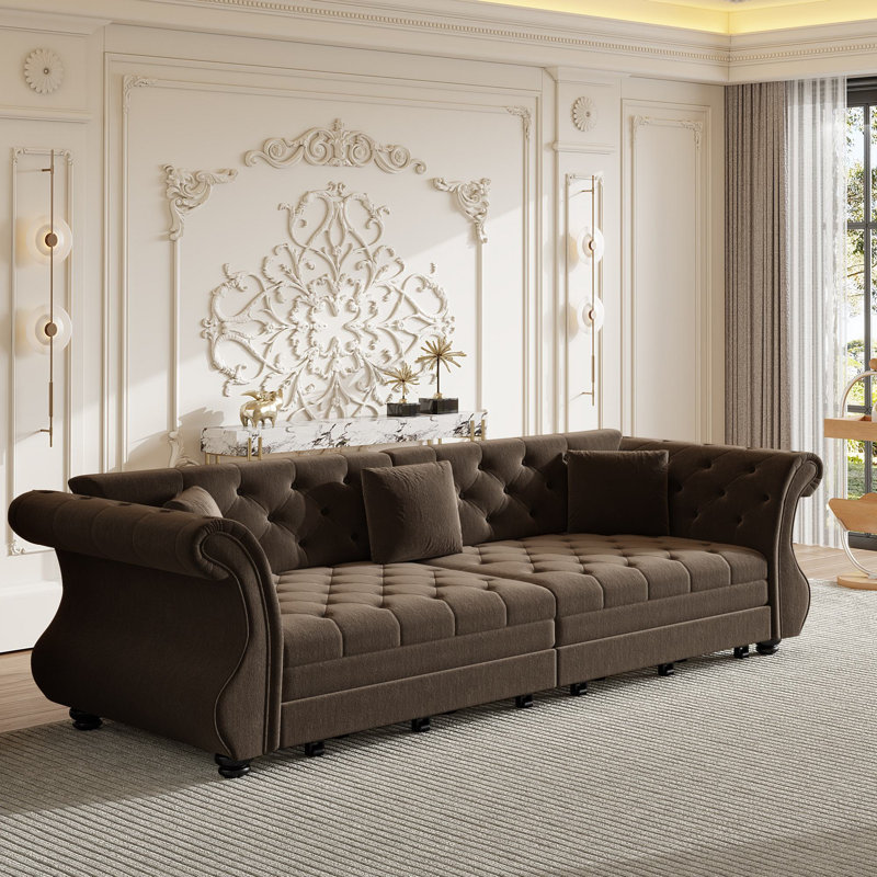 Canapé-lit escamotable 97,6 po Chesterfield Upholstery, Brun