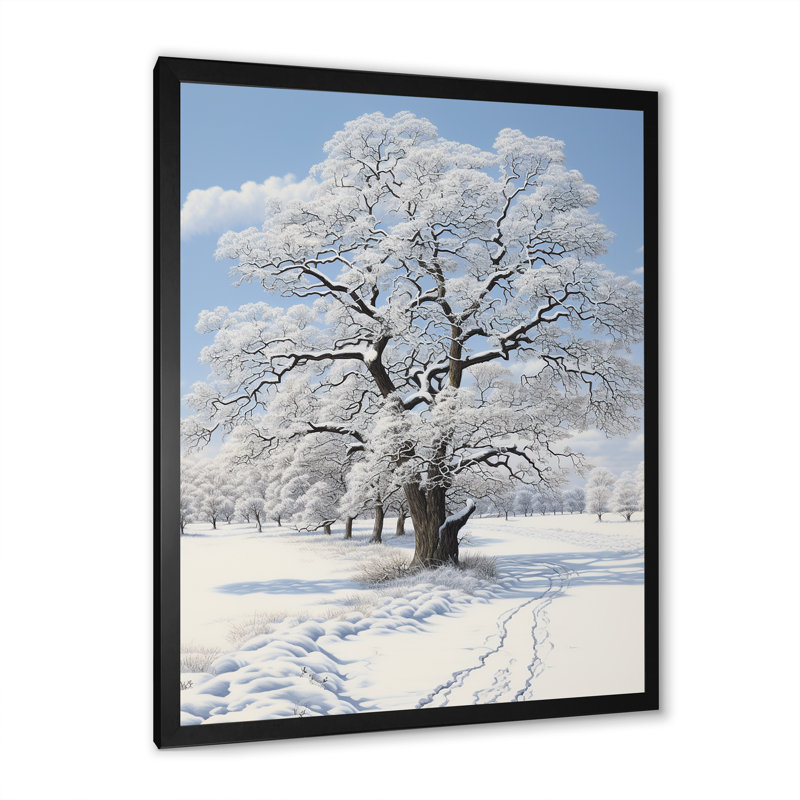 «Lorrianne White Tree Winters Grace», reproduction sur toile, H 32 po x l 24 po x P 1 po, Cadre photo noir