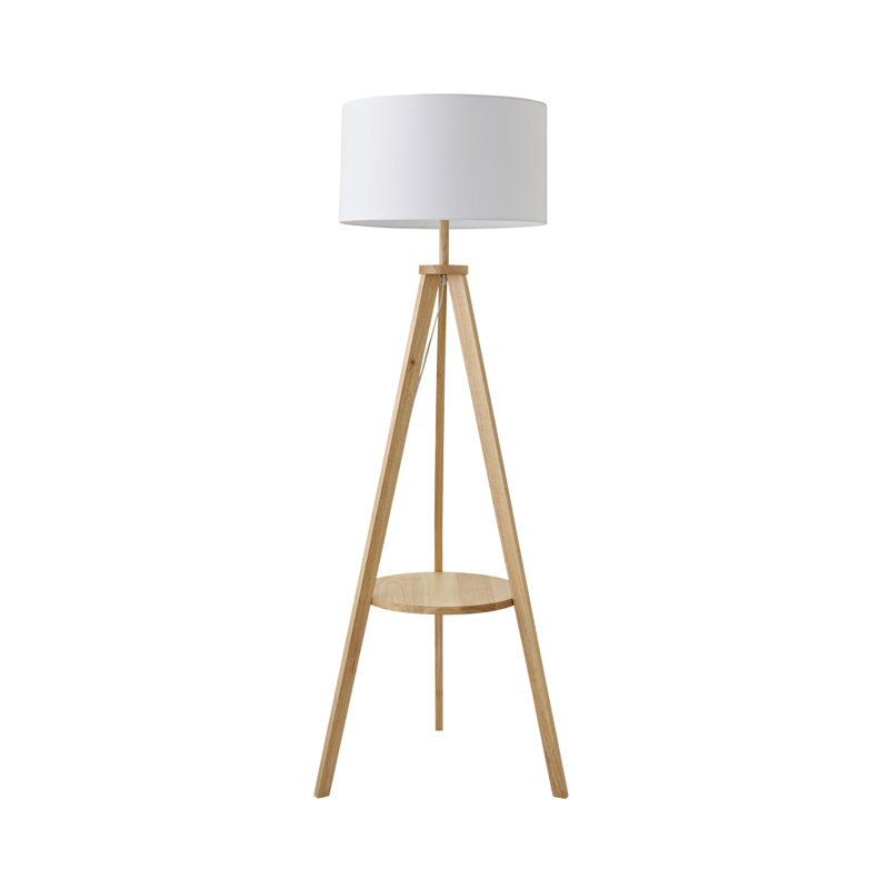 Ismay 149cm Tripod Floor Lamp, Yes, White, Light Brown
