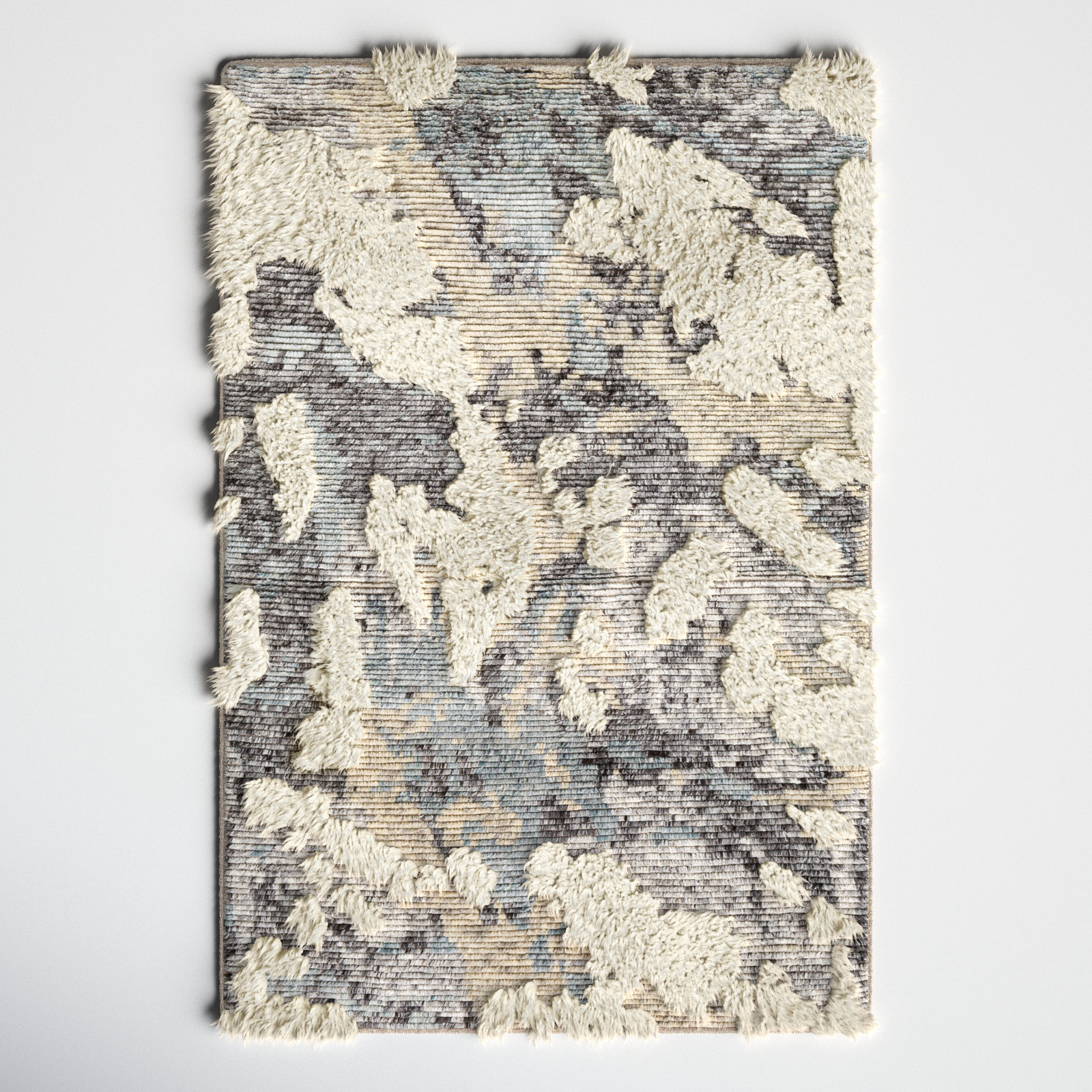 Arcus Cream Hand-Knotted Abstract Rug, Rectangle 2' x 3'