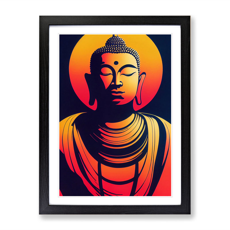 XV1022-2765X Modern Buddha No.1 Abstract - Single Picture Frame Print, Black, 46cm H x 34cm W x 2cm D