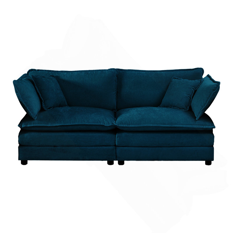 Canapé modulaire rembourré 4 pièces 4 pièces, H 33 po x l 76,7 po x P 57,4 po, Bleu