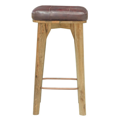 Upholstered Counter Stool with Solid Wood Frame