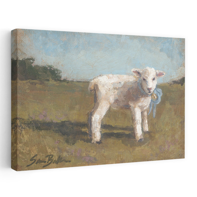 Petit agneau III abstrait, art animalier contemporain, H 16 po x l 24 po