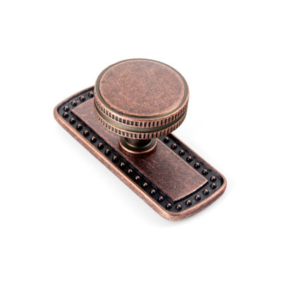 Poignée ronde en forme d'engrenage de 1,26 po de diamètre avec plaque noire (G018)