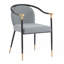 Ensemble de 2 chaises de salle à manger rembourrées modernes avec tissu tissé chiné et accoudoirs robustes en métal-786036006