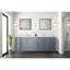 Meuble-lavabo double gris foncé 84 po X P 22 po D, dessus en marbre de Carrare et ensemble de robinet-117978746