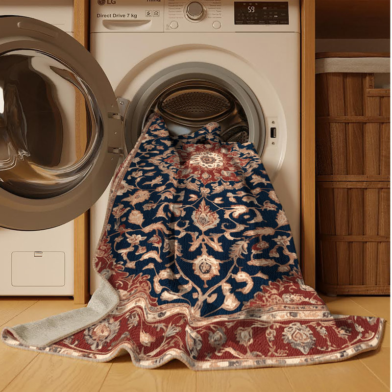 Tapis brun lavable à la machine, Rond 4 pi