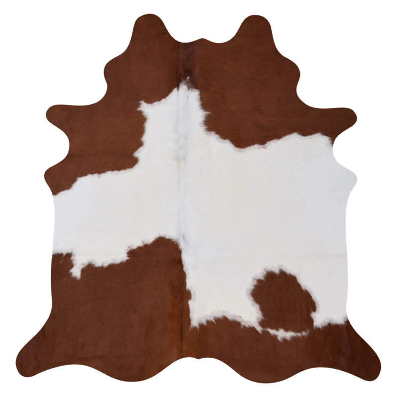 Tapis brun en cuir de vache véritable Noriega