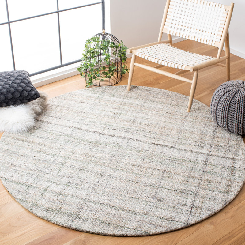 Abstract Hand Tufted Performance Rug, Round 6'