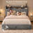 Francille Queen Size Upholstered Bed Frame with Rivet Decoration, 2 Underbed Drawers, 2-Tier Storage Headboard with Side Pockets, No Box Spring Needed-1331846915-1327195142
