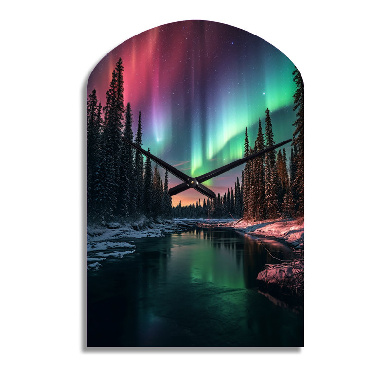 Yukon Northern Lights Beauty IV - Canada - Horloge murale asymétrique, Moyenne