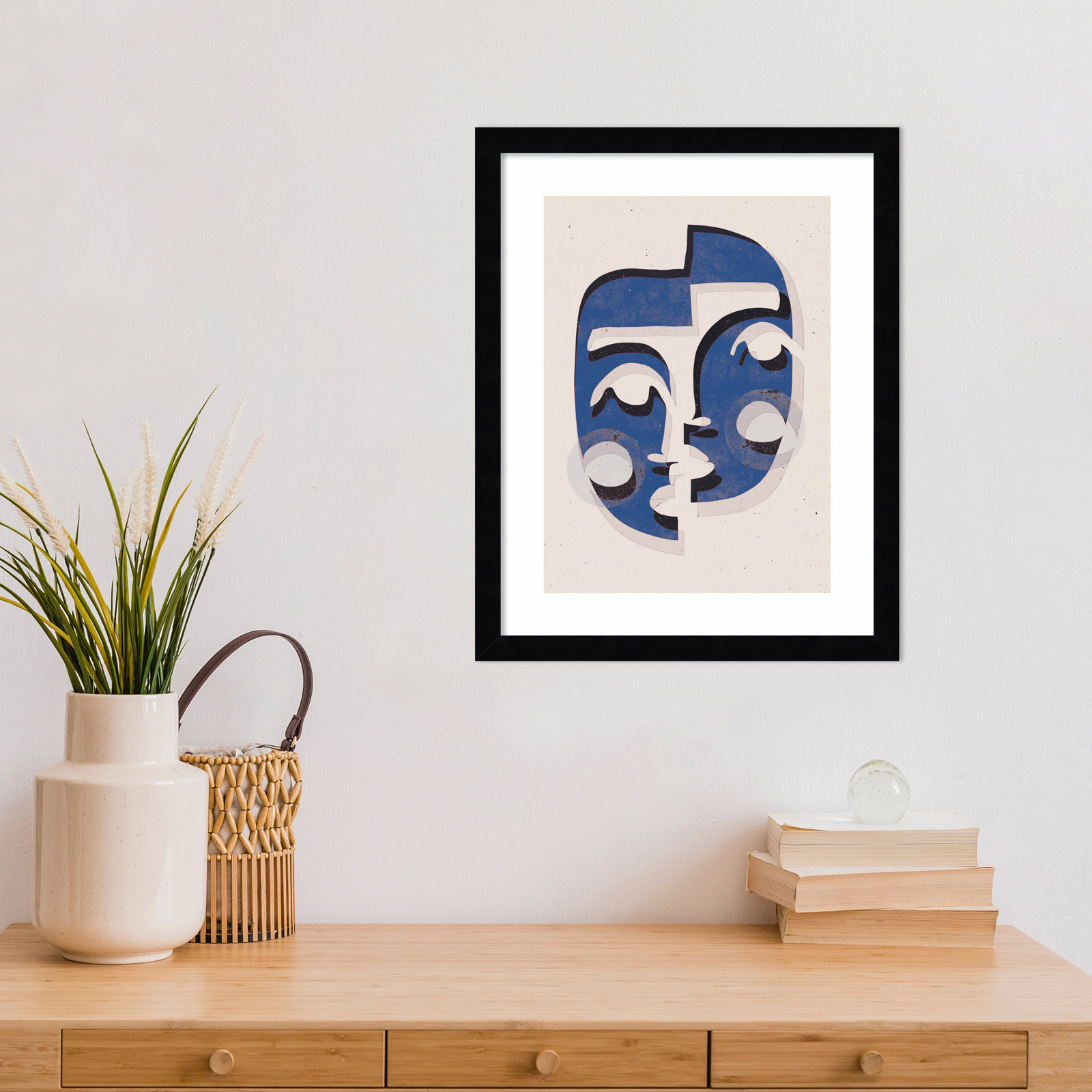 Galya "The Blue Mask" Print by Treechild, 17" H x 14" W, Black