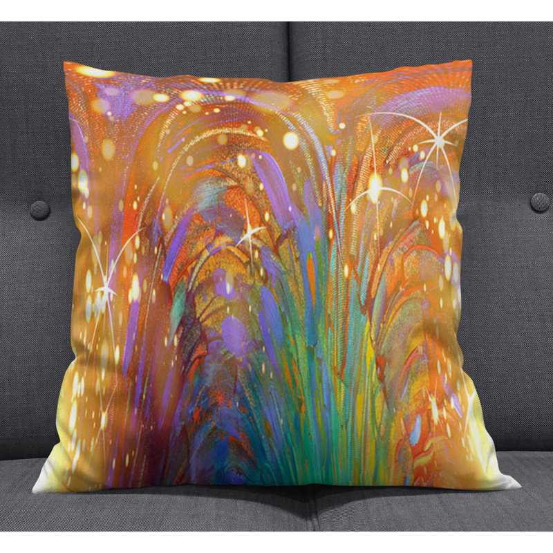 Throw Pillow With Insert, 20"H x 20"W, Blue/Orange Abstract 3