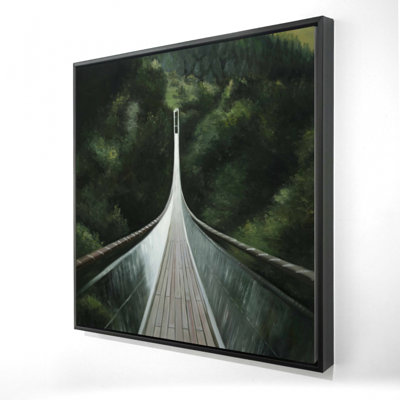 Steep Bridge Framed Canvas | Brown Trees Landscapes Decor