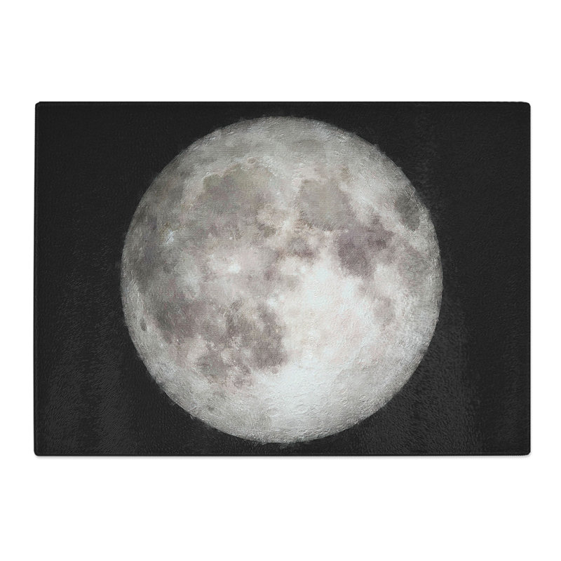 Tempered Glass a Full Moon Painting Chopping Board, 20 cm x 28.5 cm