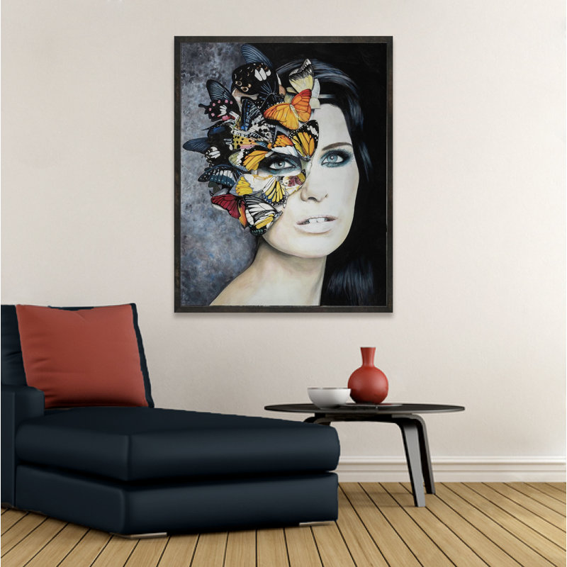 «Madame Butterfly 1» par Jeff Schaub, peinture sur toile à cadre flottant
