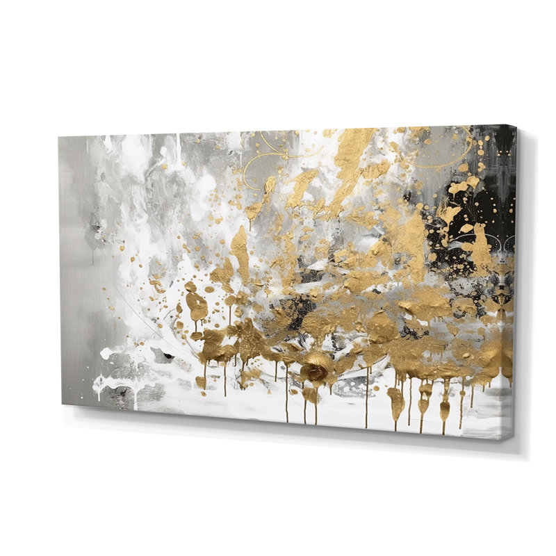 Blanc et or moderne abstrait - art mural abstrait sur toile
