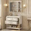 Meuble-lavabo de 36 pouces avec armoire à pharmacie, miroir moderne et tablette réglable, rangement en bois massif à 4 tiroirs