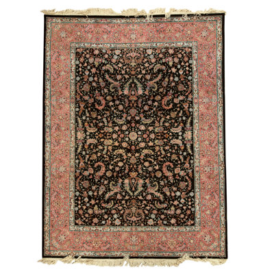 Hand Knotted Wool Oriental Area Rug in Black