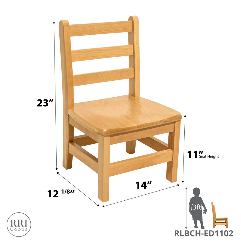 Hysell Kids Wood Desk Or Activity Chair Chair and Ottoman, 23" H x 14" W x 13" D, Dark Natural
