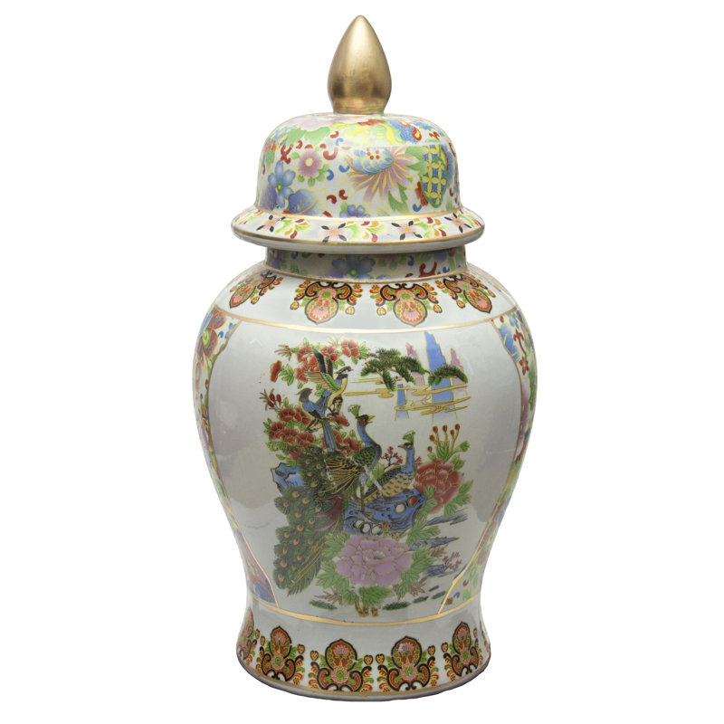 Timeless Chinese Temple Jar, Garden Satsuma, 18"