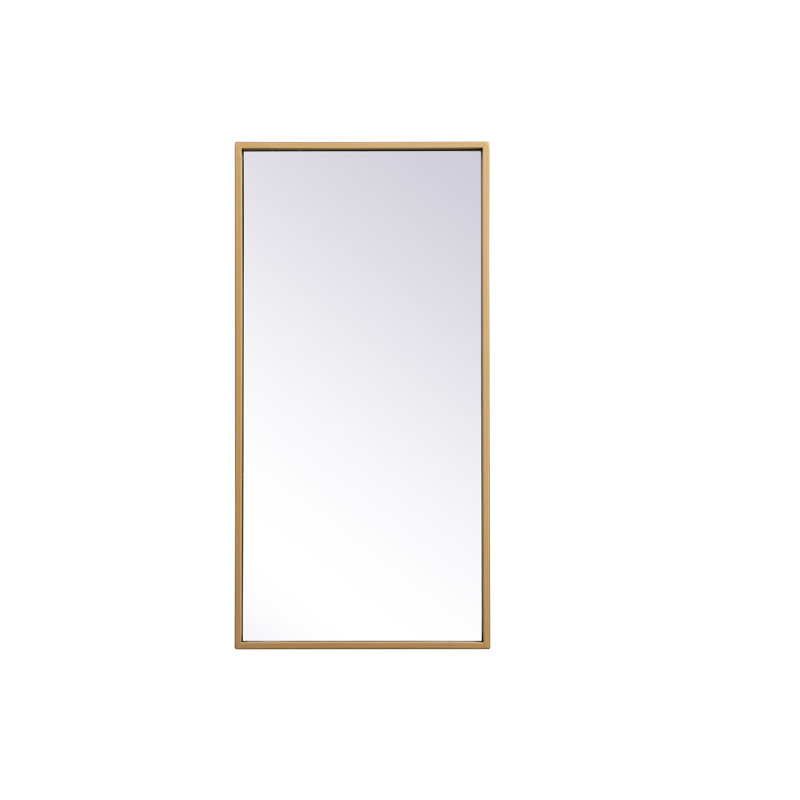 Sabine Metal Rectangle Wall Mirror, 14" x 28", Brass