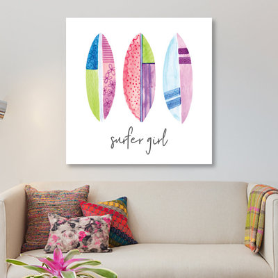 « sports fille surfer », impression sur toile