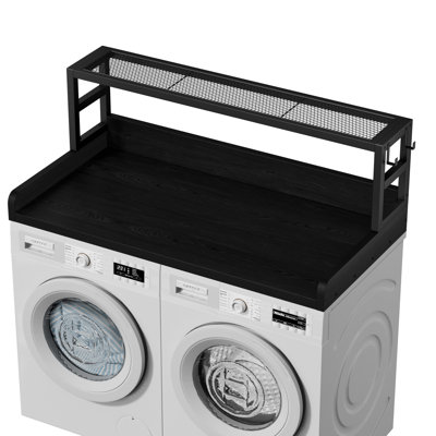 Washer Dryer Countertop With Shelf, 2-Tier Laundry Room Wood Topper With Edge