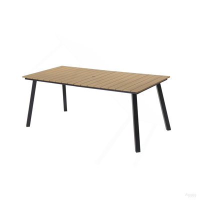 Table de salle à manger extérieure pliante pour 4 à 6 personnes, structure en acier avec trou de parasol pour patio, jardin, cour, terrasse, bord de piscine