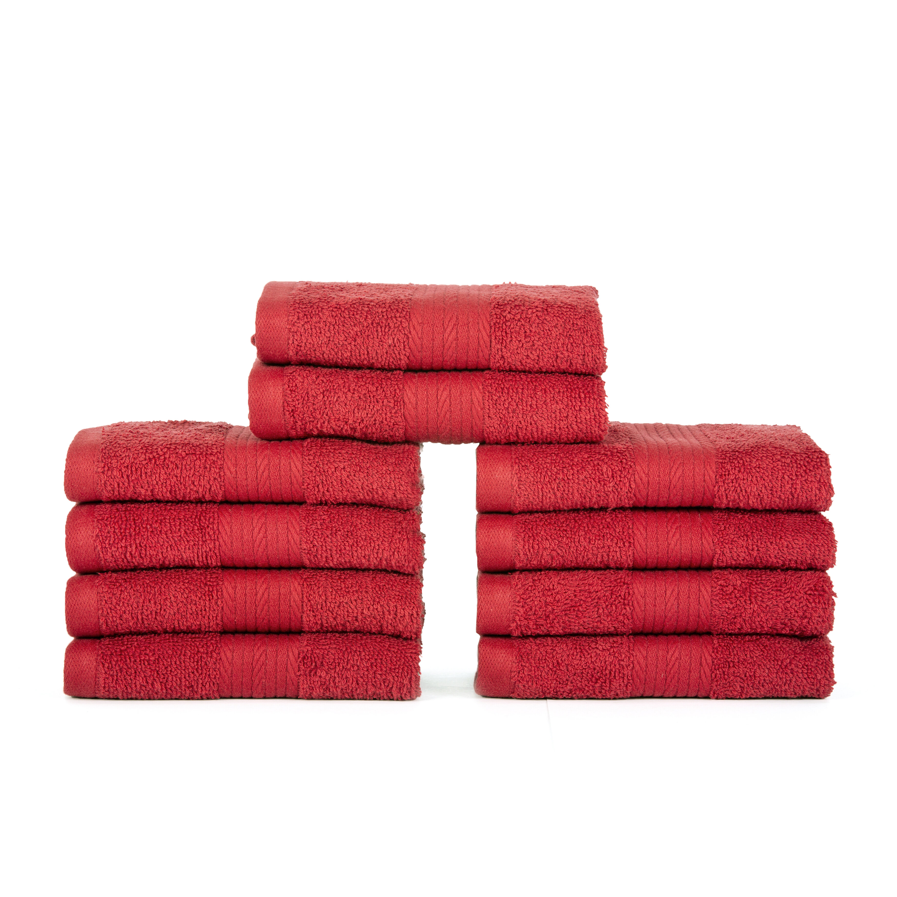 VOOVA & MOVAS Red Towels Bathroom Set, 6 Piece Gift Set，2 Bath Towels 30×