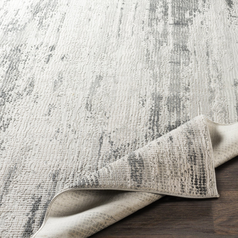 Tapis abstrait gris / gris anthracite Omaha, Tapis de couloir 2 pi 7 po x 7 pi 7 po