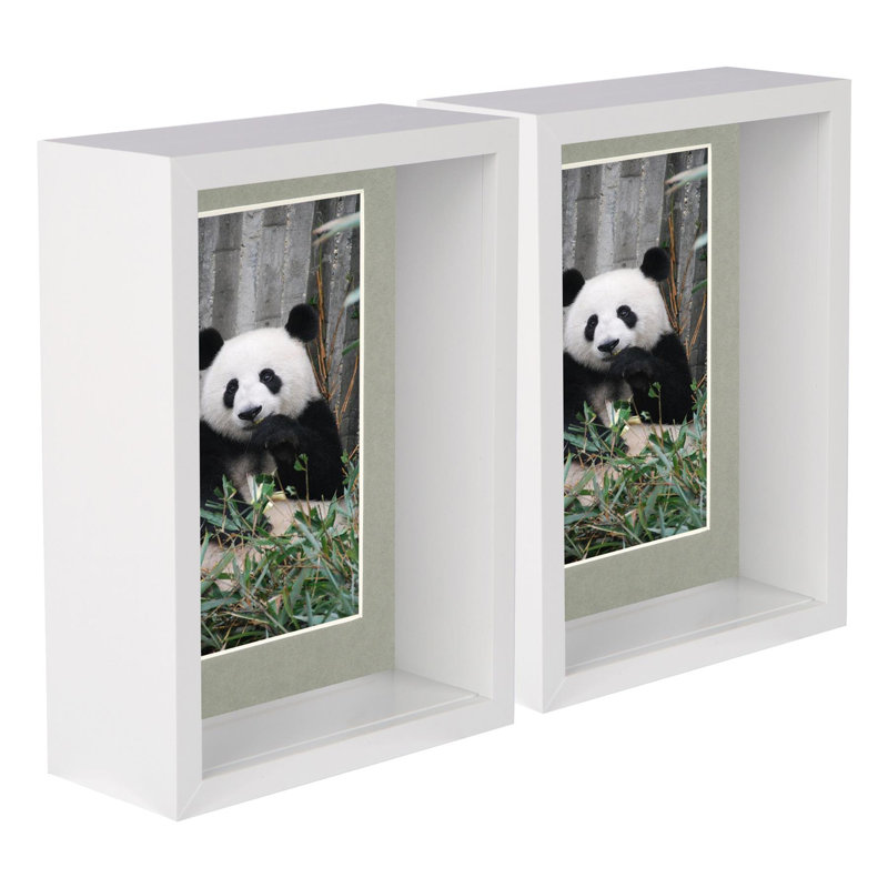Nicola Spring - 5" x 7" 3D Deep Box Photo Frames - 4" x 6" Mount, White