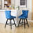 360 Swivel Button Velvet , Foam Inner, Solid Wooden Legs, Trim, 2  Blue  For Comfortable Dining Blue With 360-Degree Swivel, Padding, Area-823860930