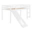 Lit mezzanine simple avec glissade, fabrication en bois massif - Lit mezzanine multifonctionnel blanc pour chambre à coucher, conception robuste avec garde-corps