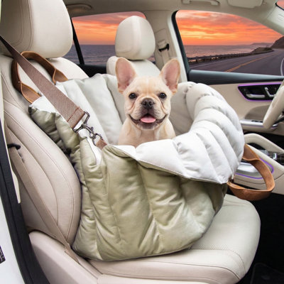 3-in-1 non-slip booster seat, travel carrier, and pet bed; suitable for dogs up to 10 pounds; fashionable carrier bag design suitable for both indoor and outdoor use.