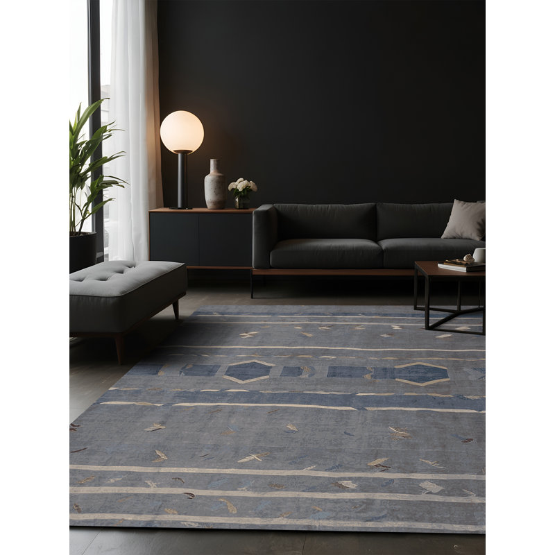 Tapis gris soyeux et moelleux, Carré 5 pi