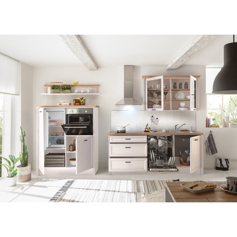 Jasmin Db 228cmH x 344cmW x 60cmD Particleboard Ready-to-Assemble Kitchen Cabinet Set, Beige