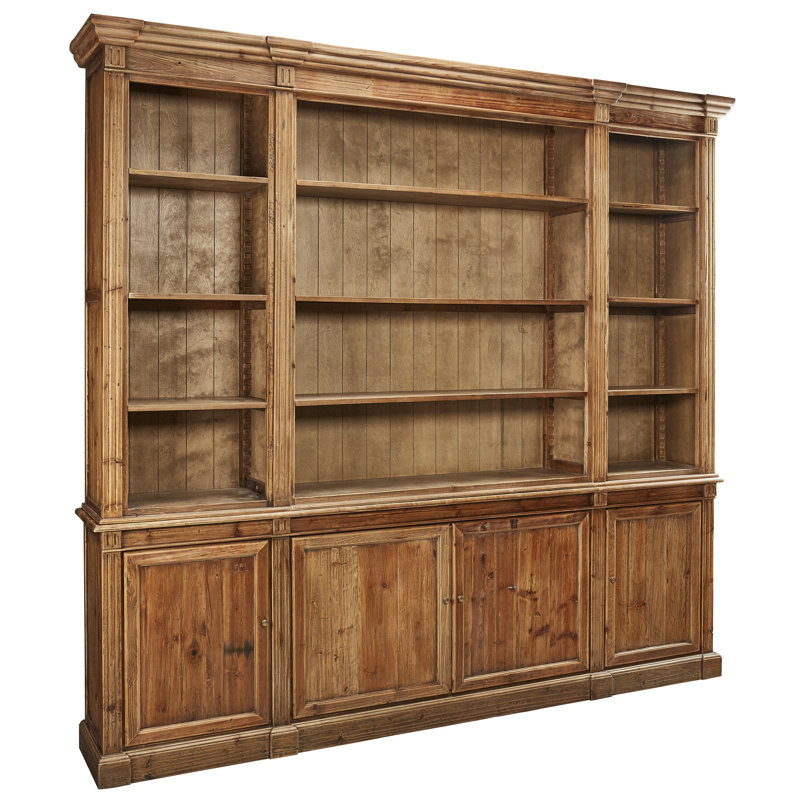 Bibliothèque en bois massif H 95 po x 102,5 po Linder, Miel chaud