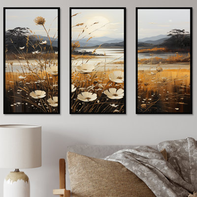 Golden Meadows Of Flowers Fields - Ensemble de décoration murale fleur