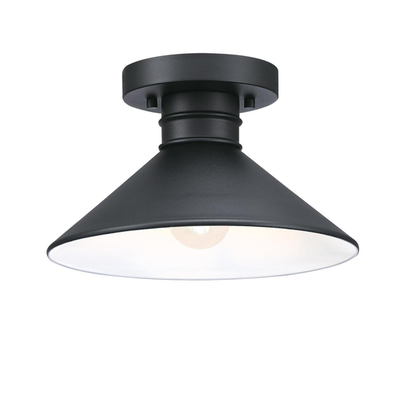 Rustic Textured Black 11'' LED Outdoor Glass Ceiling Light