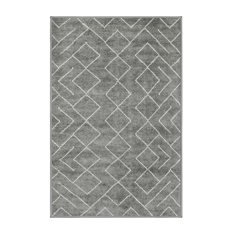 Tapis décoratif gris contemporain, Rectangle 7 pi x 10 pi