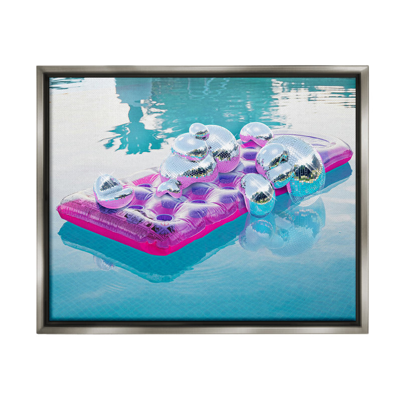 «Summer Pool Disco Balls Floater Frame» par Ziwei Li sur toile, Cadre flottant gris lustré, H 25 po x l 31 po