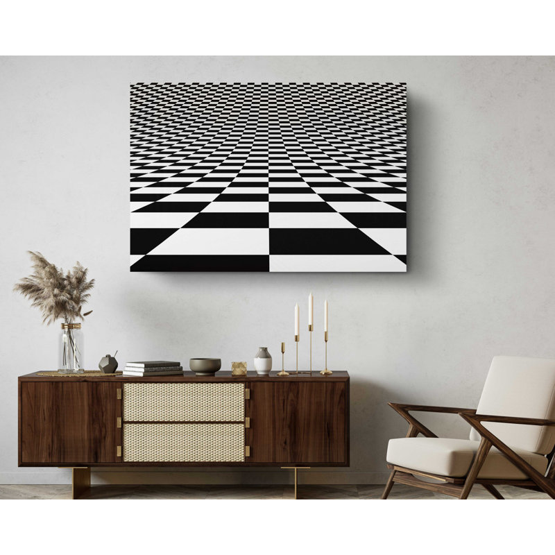 «Checker fond optique illusion sur toile», H 16 po x l 24 po x P 1 po
