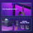 Gaming Desk With Led Lights, Home Office Desk With Recessed Power Outlet, Computer Desk With Spacious Shelves, Reversible Gamer Desk Table With Adjustable Monitor Stand & Headphone Hook-1515487312